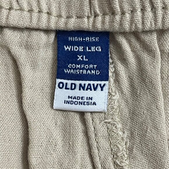 Old Navy High-Rise Wide-Leg Pants Women's Size XL Khaki 100% Cotton‎ Pockets - Picture 4 of 10